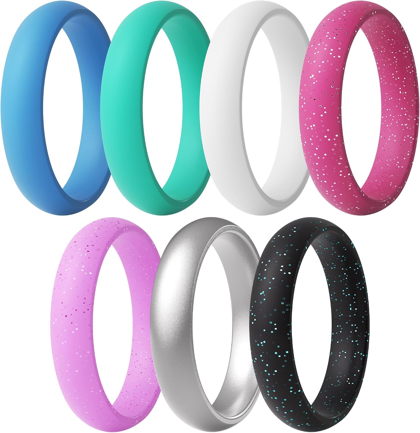 ThunderFit Silicone Bridal Rings Set for Women, 5.5mm Wide, 2mm Thick, Wedding Rubber Bands, Variety Multipack 1-12