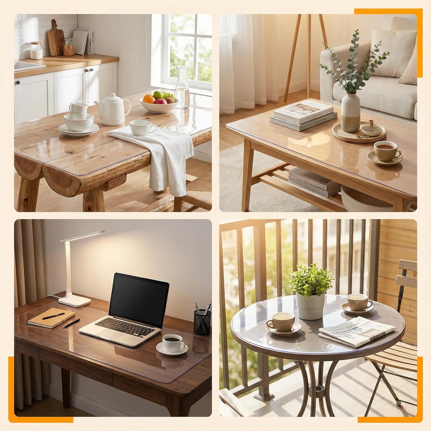 Clear PVC Table Protector Rectangle 19 x 28 Inch Non-Slip Vinyl Table Cover Pad Crystal Plastic Desk Protector for Side Table Nightstand TV Bench Dresser Wipeable Heat Resistant