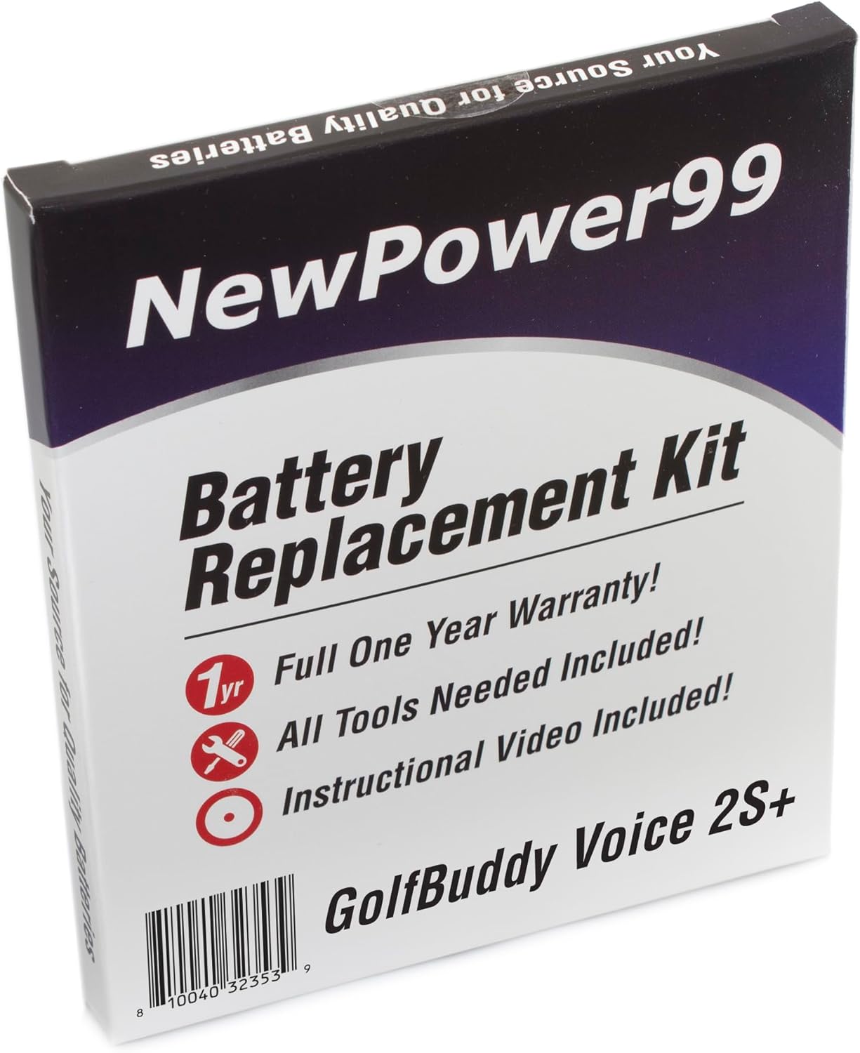 NP99sp NewPower99 Battery Replacement Kit for GolfBuddy Voice 2S+ with Installation Video, Tools, and Extended Life Battery.