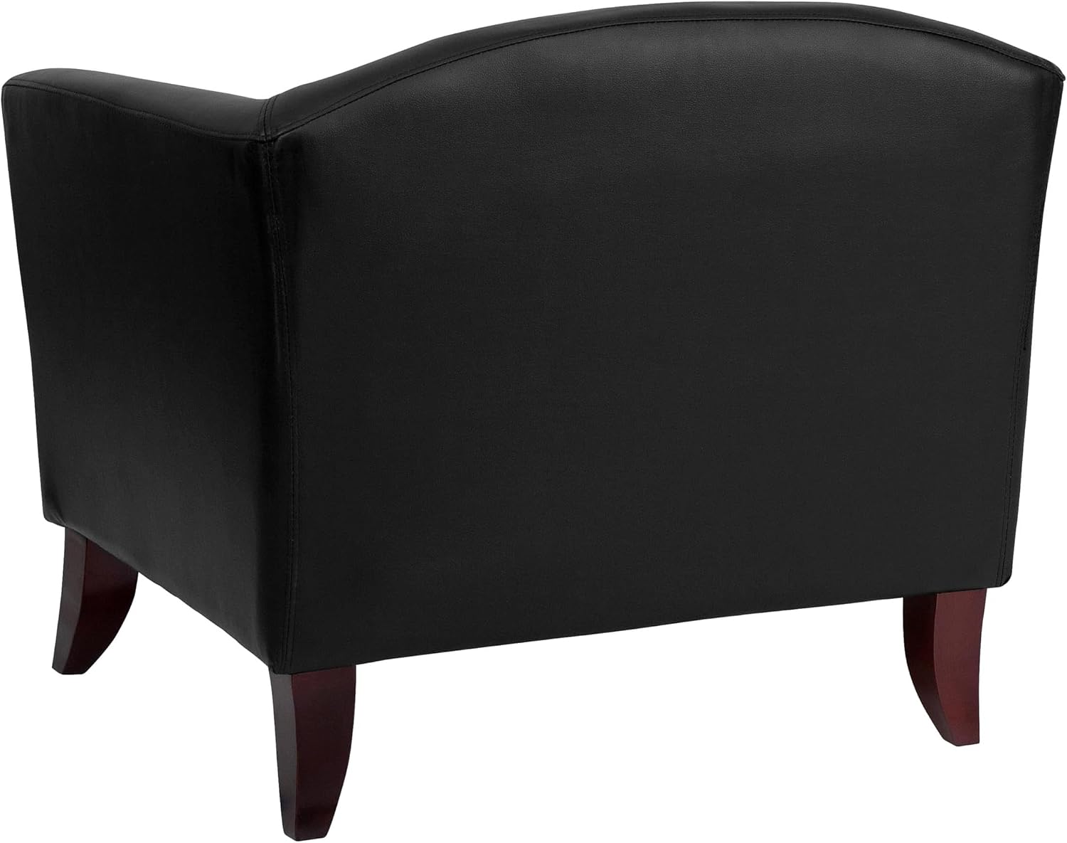 BOWERY HILL Leather Upholstered Chair, Black and Cherry Finish, 30" H x 32" W x 29" D, Hardwood Frame, Cherry Wood Feet, Contemporary Accent Chair for Office, Waiting Room or Home Use