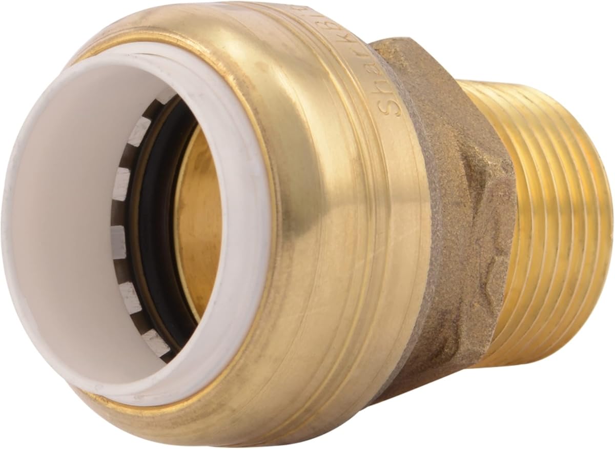 SharkBite Adaptador MNPT de PVC de 3/4 pulgadas x 3/4 pulgadas, accesorio de plomería de latón a presión, tubo de PVC, UIP134A