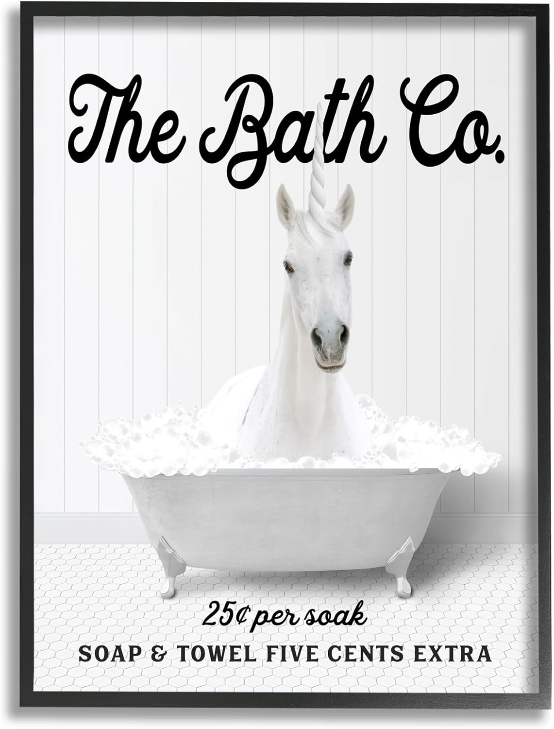 Stupell Industries Bubble Bathtub Unicorn Framed Giclee Art by Lettered and Lined