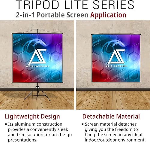 Miniatura 7 de Akia Screens Pantalla de proyector portátil de 57 pulgadas con soporte de trípode y bolsa de transporte, 11 43 169 4K 8K HD 3D pantalla de