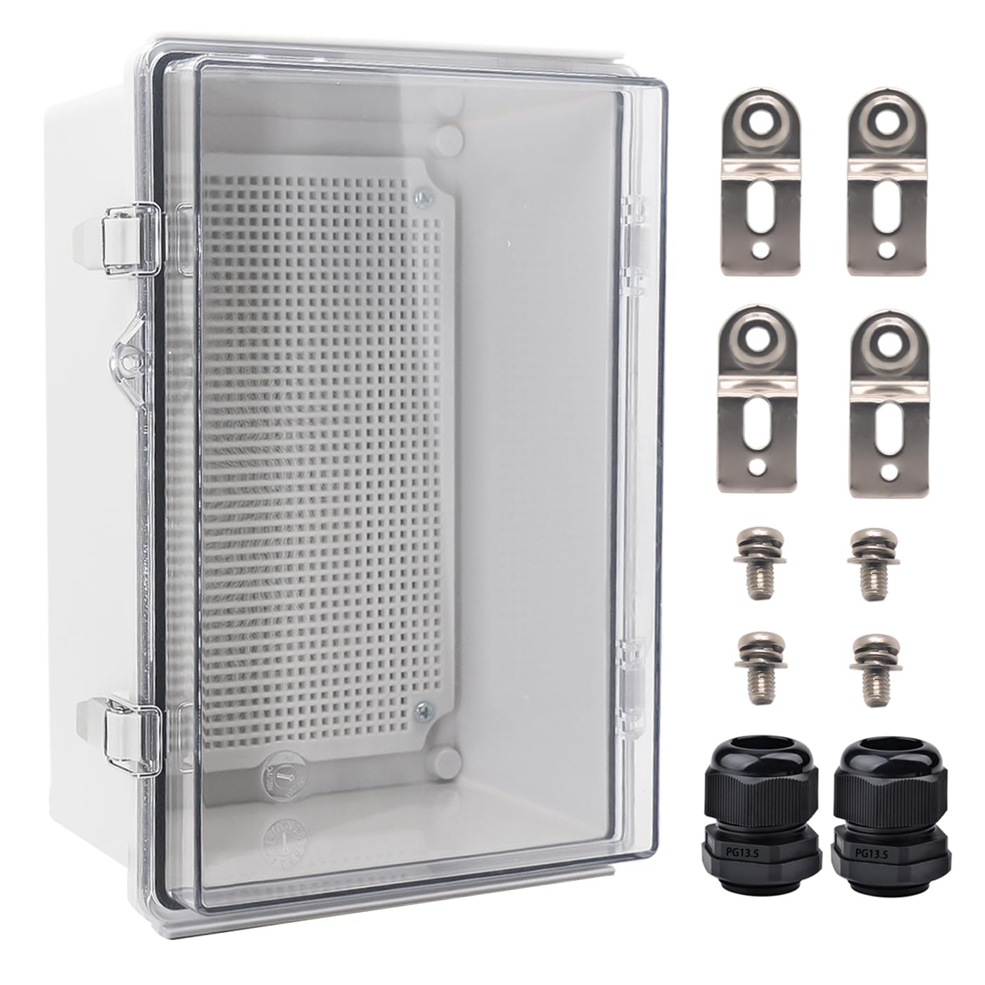 Outdoor Waterproof Electrical Box Junction Box Weatherproof IP67 ABS Plastic Enclosure Switch Router Project Box Electronics DIY Enclosure With Mounting Plate Wall Bracket Grey 8.6"x6.6"x4.3" — Amazon image 13