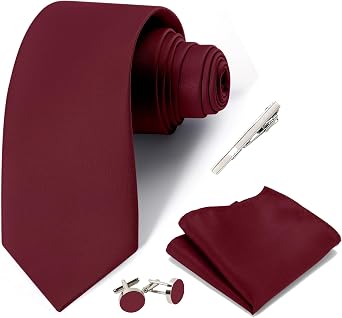 Mens 3.15in 8CM Black 4 Piece Formal Tie Set Gift Box