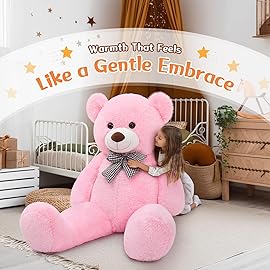MorisMos Big Teddy Bear, 55inch Large Big Teddy Bear Plush, Lifesize Stuffed Animals Gifts for Girlfriend, Pink