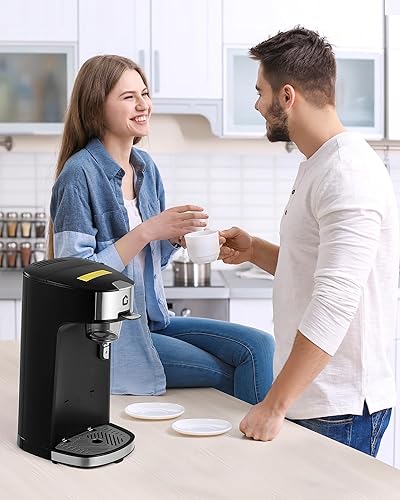 Miniatura 7 de Garvee Cafetera de una sola porción, cafetera pequeña de una sola taza con tanque de agua de 18.6 onzas para cápsula, molido y té, cafetera portátil