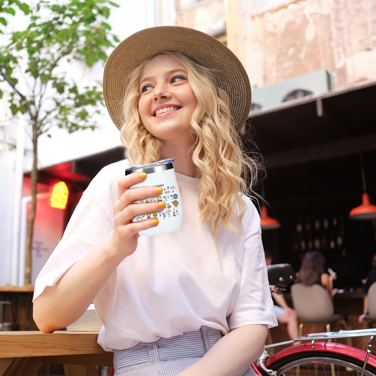 Cute Texas State Souvenirs Gifts Wine Tumbler,Texas Themed Gifts for Women Her Friend Coworkers Friendship Birthday Christmas Coffee Cup Insulated Stainless Steel 12oz Wine Glass with Lid, Straw - Image 3