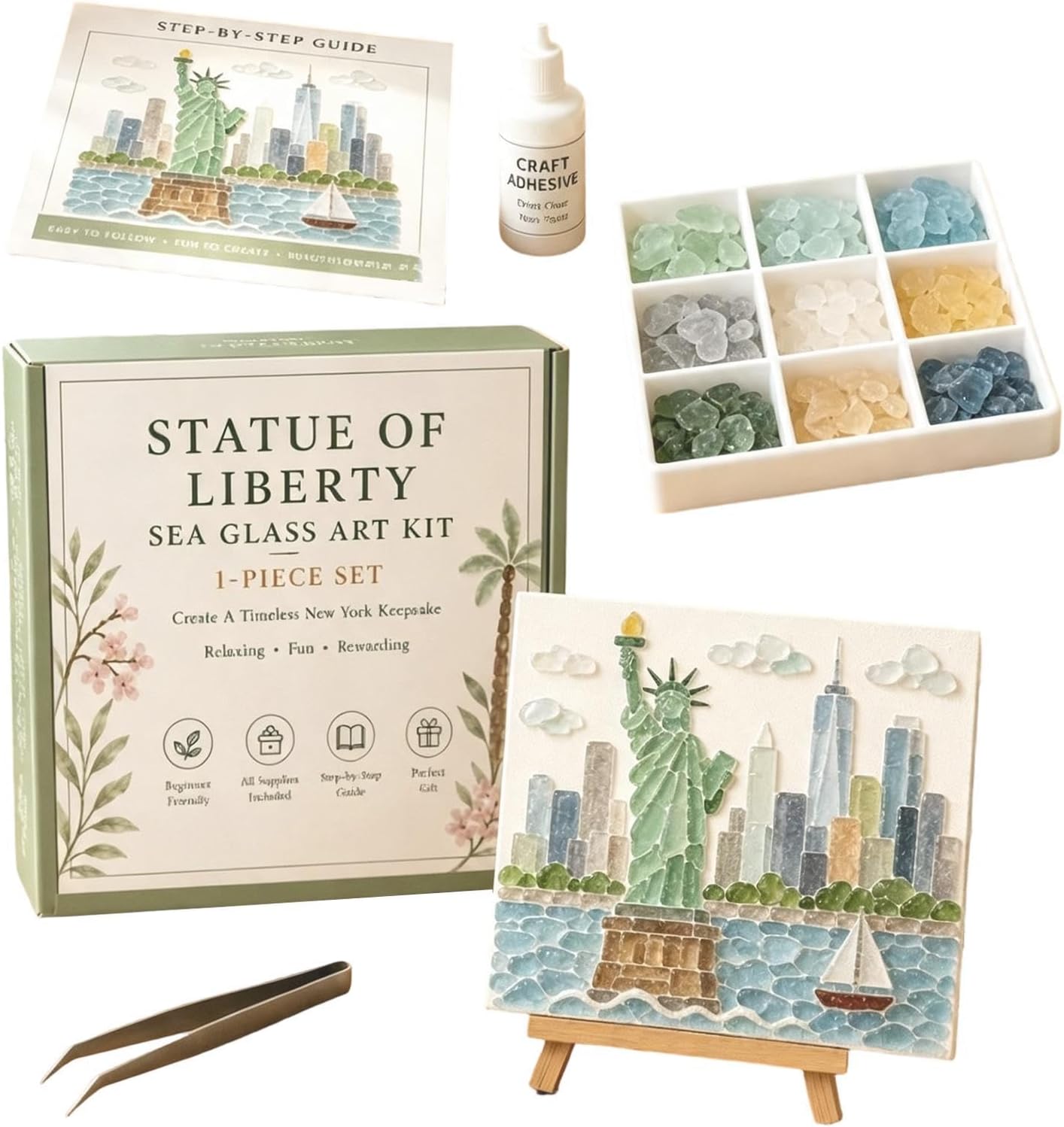 Sea Glass Art Kit, Handmade Stained Wall Decor, Mosaic Crafts DIY Kit Set