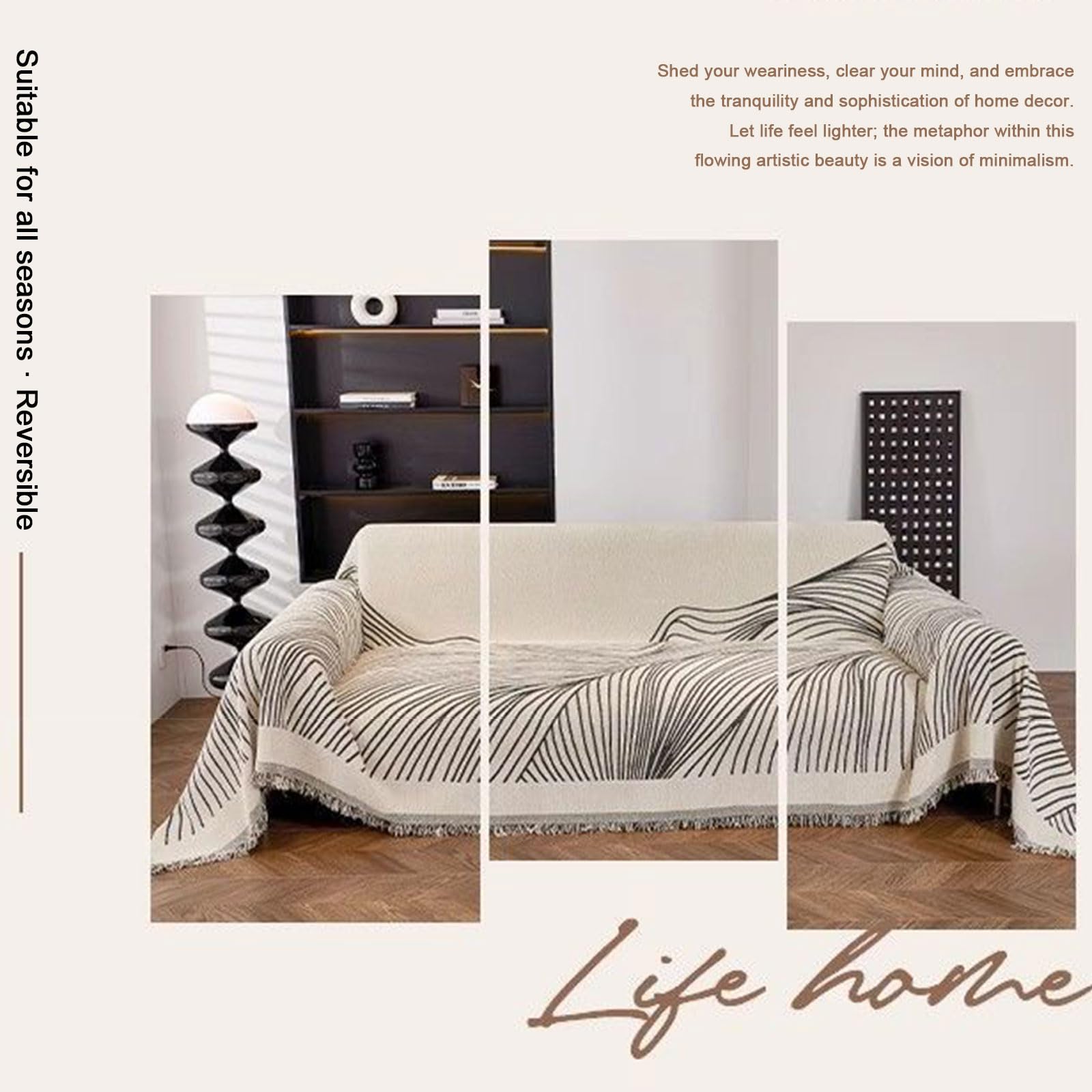 Serviette de Canapé Housse de Canapé 3 Places Plaid Canape de Protection pour Canape d'angle Lavable en Forme de L et U,Beige,71 * 102in/180 * 260cm