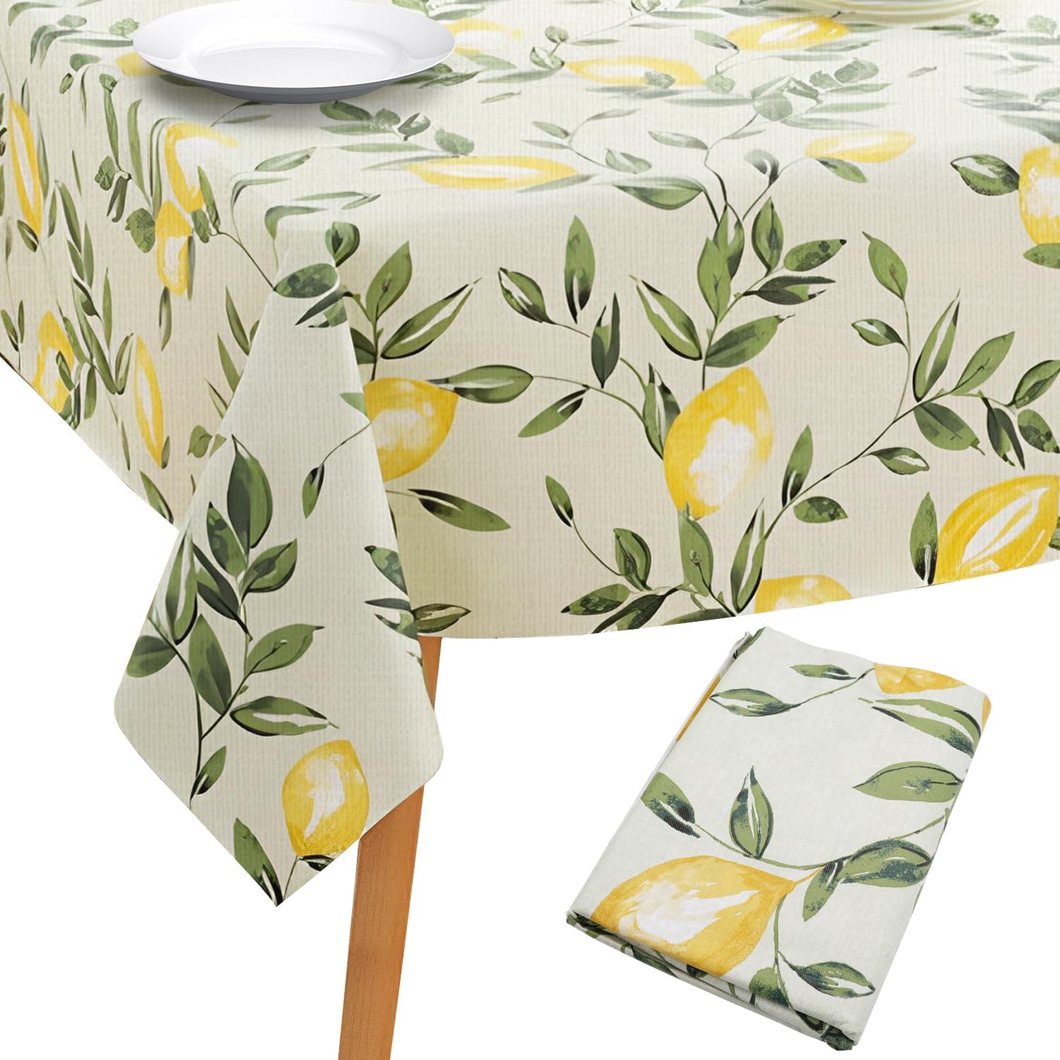 TESSTSY Rectangular PVC Lemon Summer Table Cloth Wipe Clean 140 x 180 cm