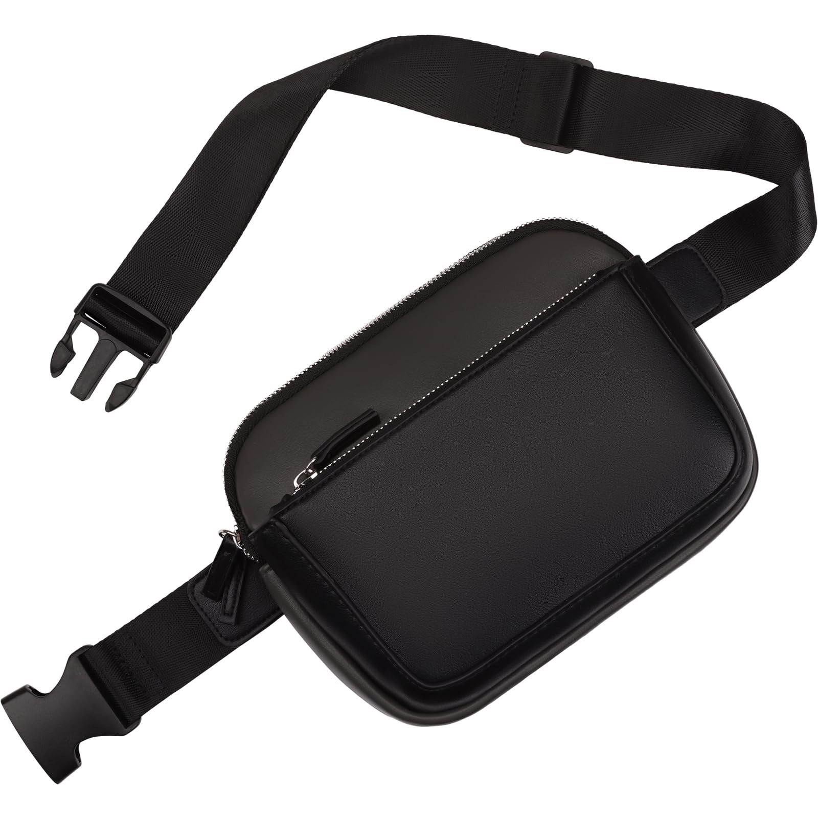 Photo 1 of PU Leather Belt Bag for Women, Mini Crossbody Waist Bag with Adjustable Strap, Trendy Women's Fanny Pack (Black)