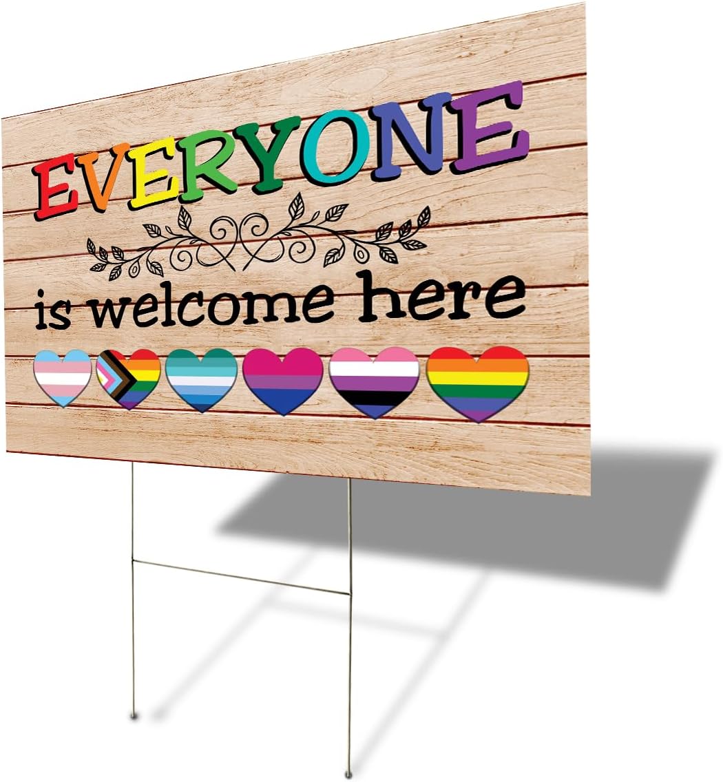 ThuhaTree Store LGBT Support Welcome Yard Sign, LGBT Yard Sign, LGBT Welcome Yard Sign, Welcome Sign for Yard (Style 2)