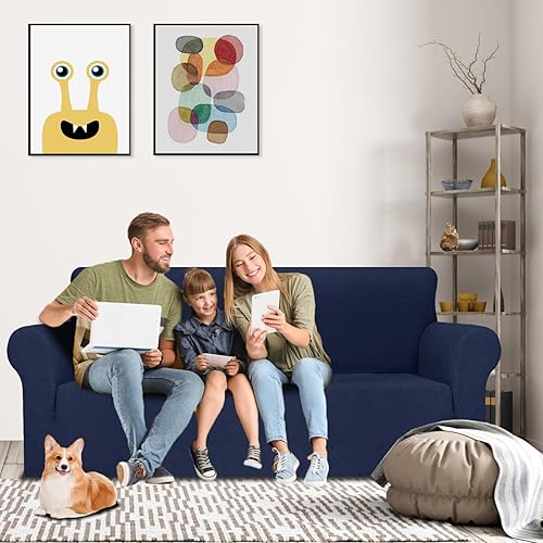 Miniatura 2 de MAXIJIN Fundas para sofá de 3 cojines (71"-91"), funda elástica de 1 pieza para sofá, protector de muebles con parte inferior elástica para niños y