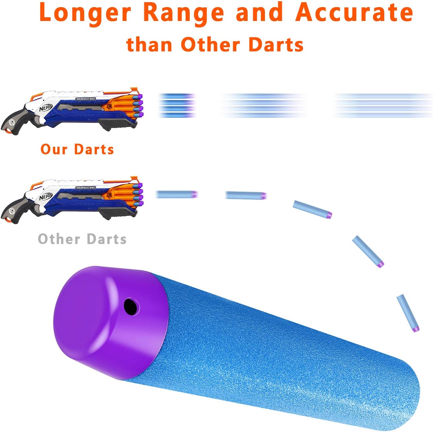 Coodoo Compatible Darts 100 PCS Refill Pack Bullets for Nerf Guns N-Strike Elite Series Blasters Toys for Nerf Party - Light Blue with Storage Bag