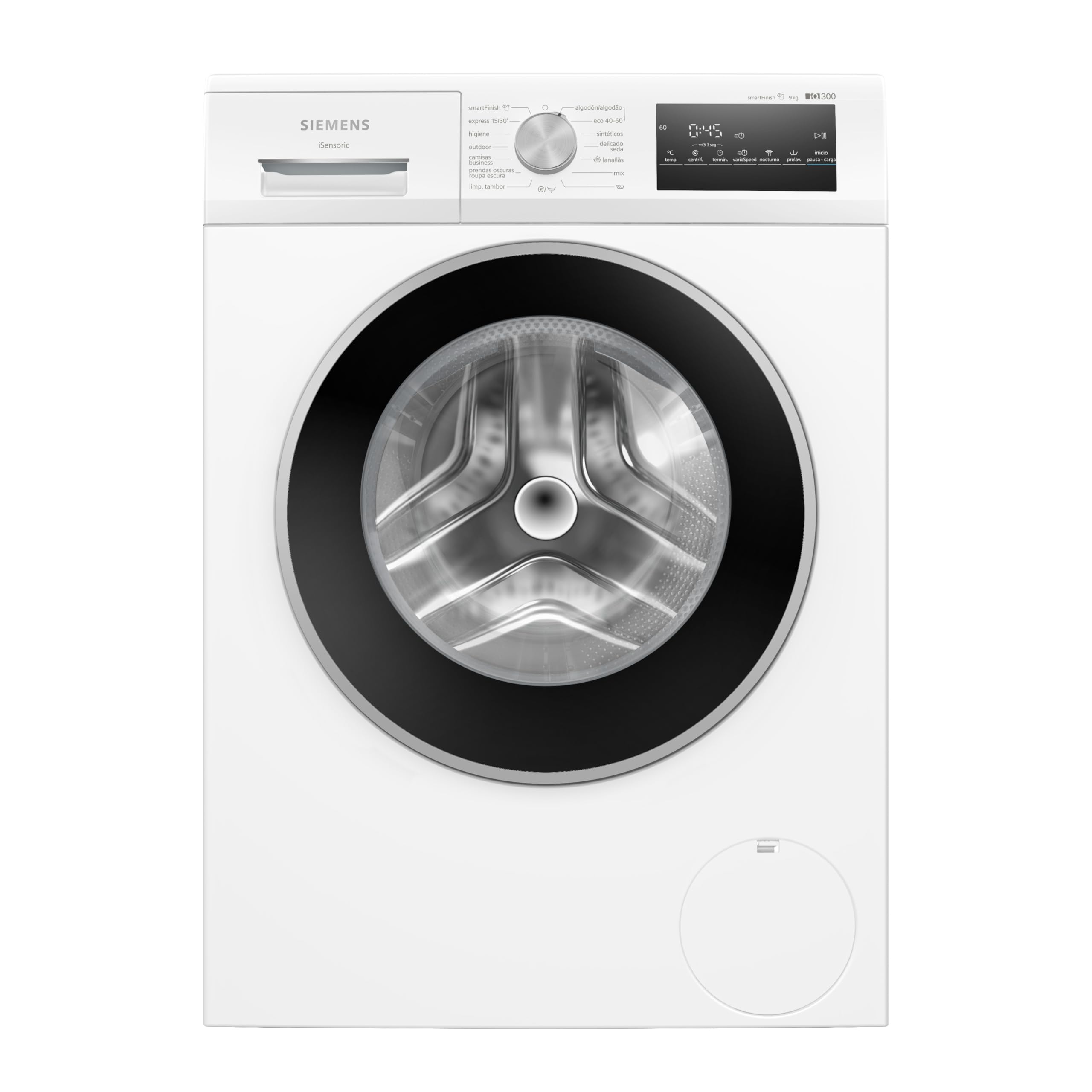 SIEMENS Lavadora, iQ300, 9 kg de capacidad, Programas Rápidos, smartFinish, blanco, WM14N292EP