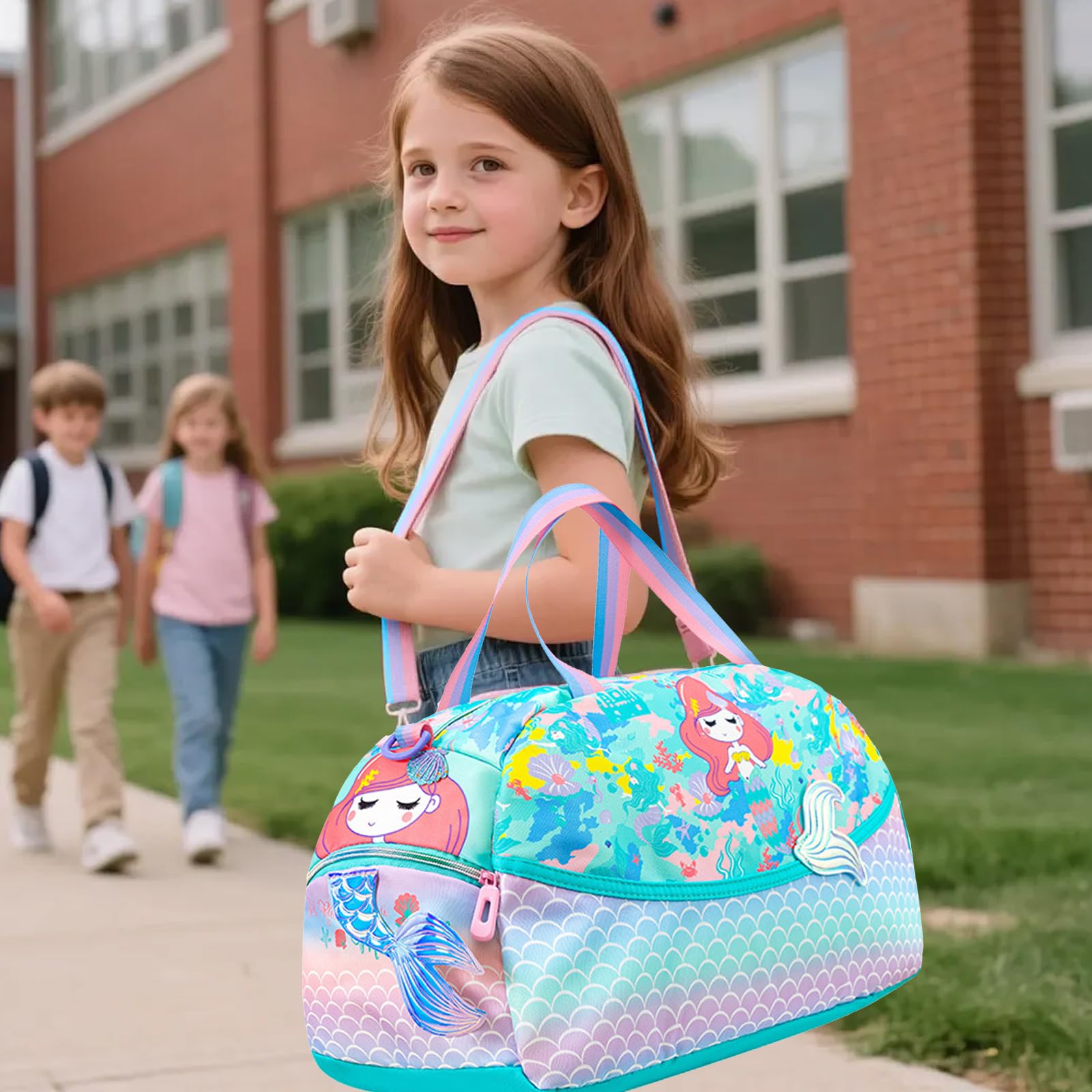 LUKIUP Borsa sportiva per bambini, borsa da nuoto per bambini, borsa da viaggio per viaggi, fitness, sport, Sirena, Classico
