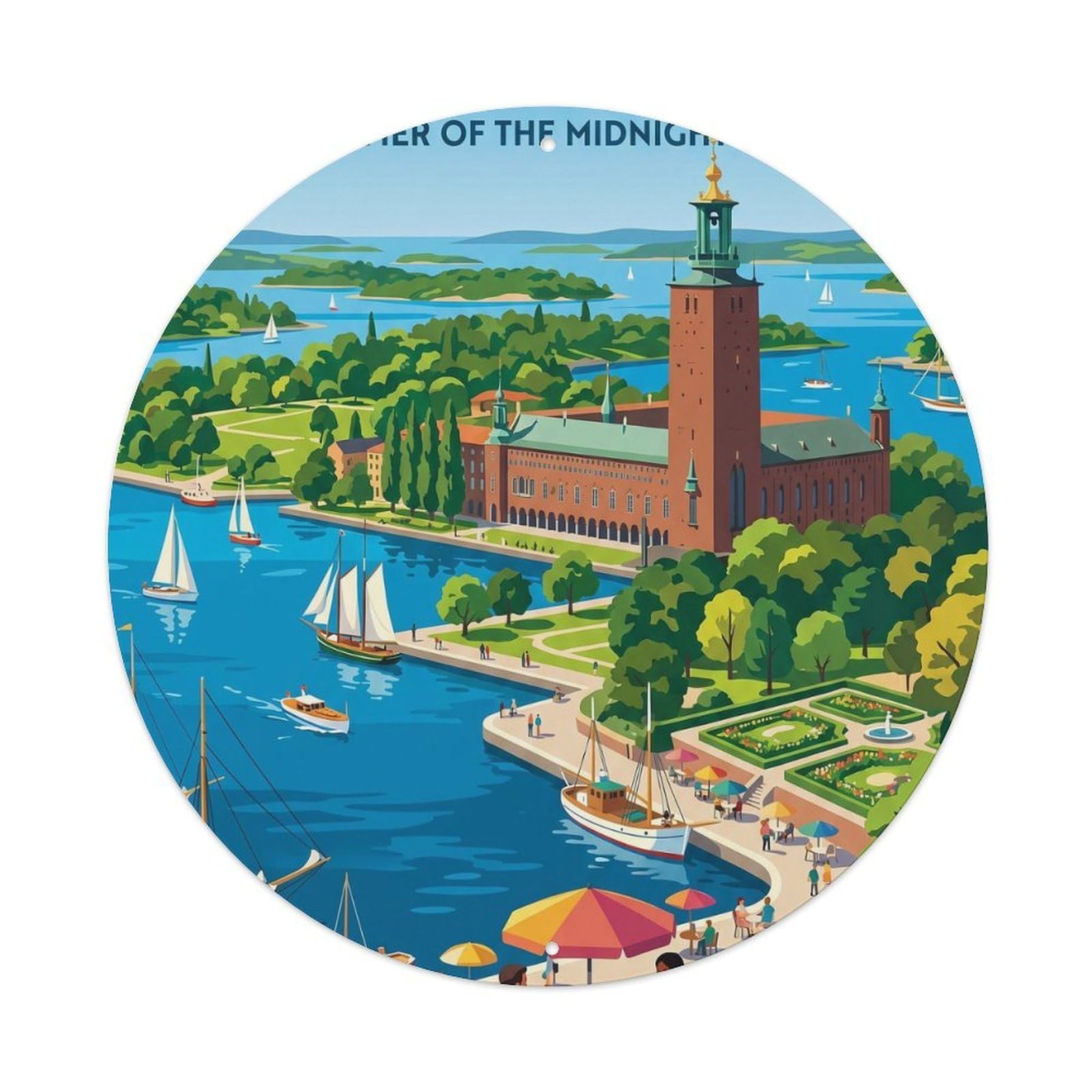 Vintage Travel Stockholm Sweden Summer Metal Tin Sign