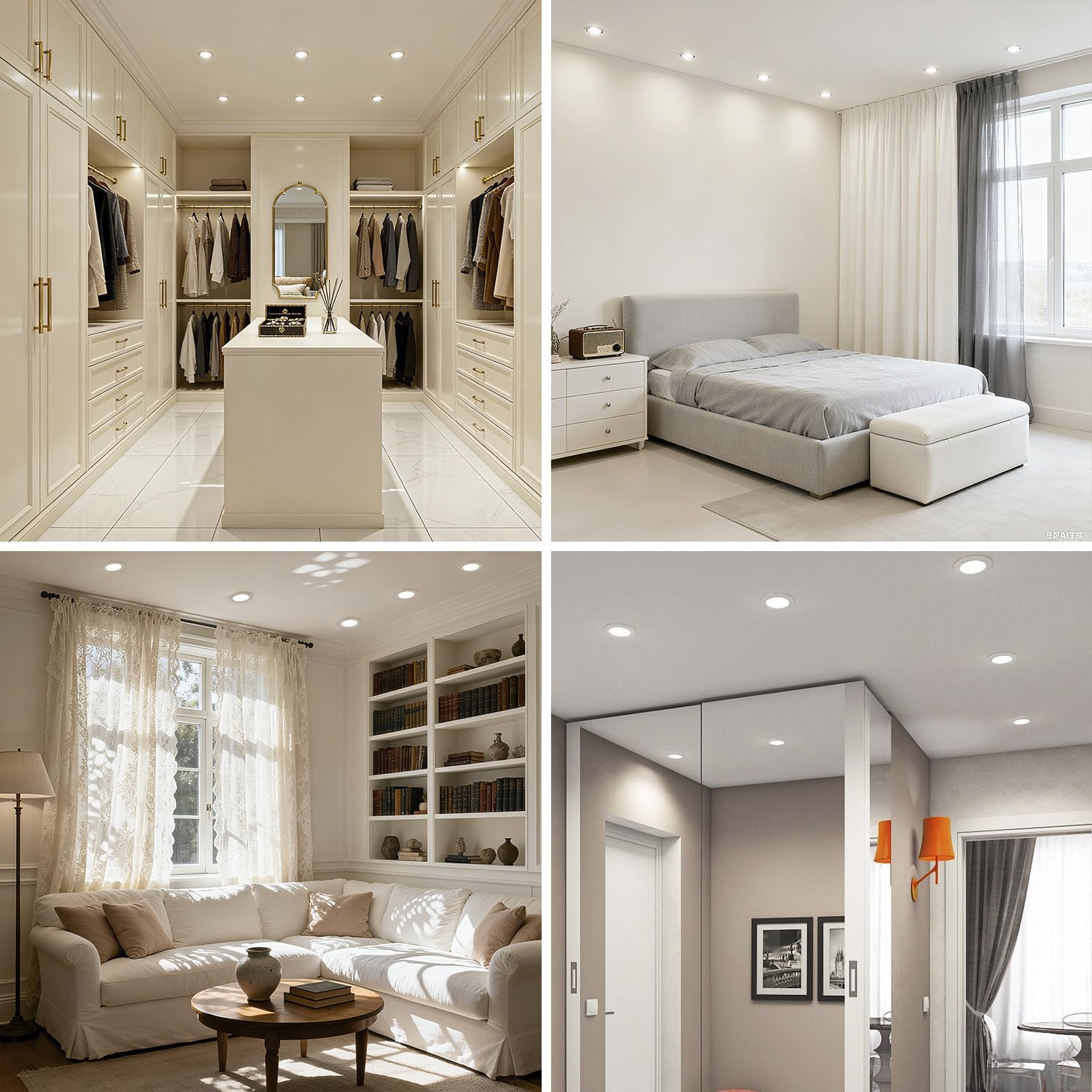 10 Stück Einbaustrahler LED 230V 7W Flach Dimmbar, Ø75-90mm Lochdurchmesser, Warmweiß Neutralweiß Kaltweiß 3000K 4000K 6000K Deckenspots IP44 Einbauleuchten für Badezimmer Küche Wohnzimmer