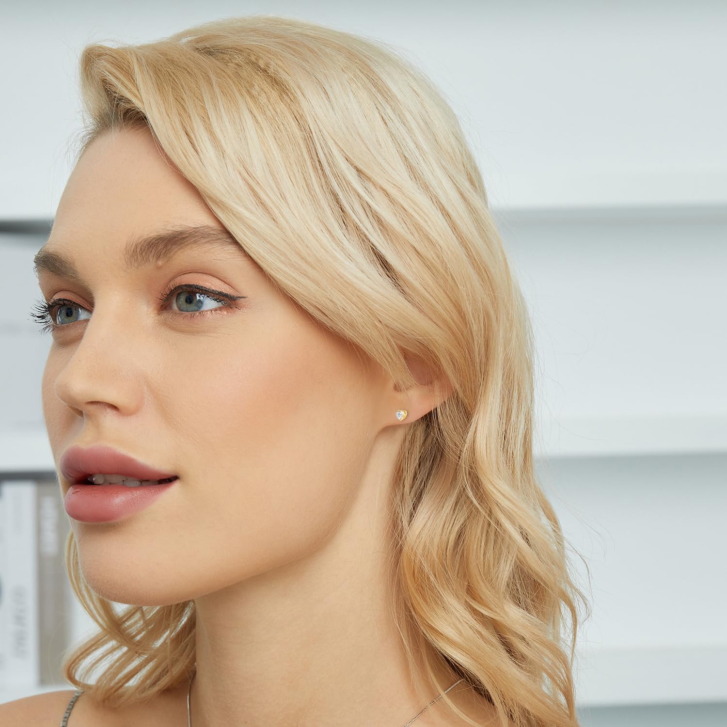 VOLUKA Cubic Zirconia Stud Earrings for Women - 3 Pairs 18K Push Back Hypoallergenic for Sensitive Ears Ears Simulated Diamond CZ - Image 7