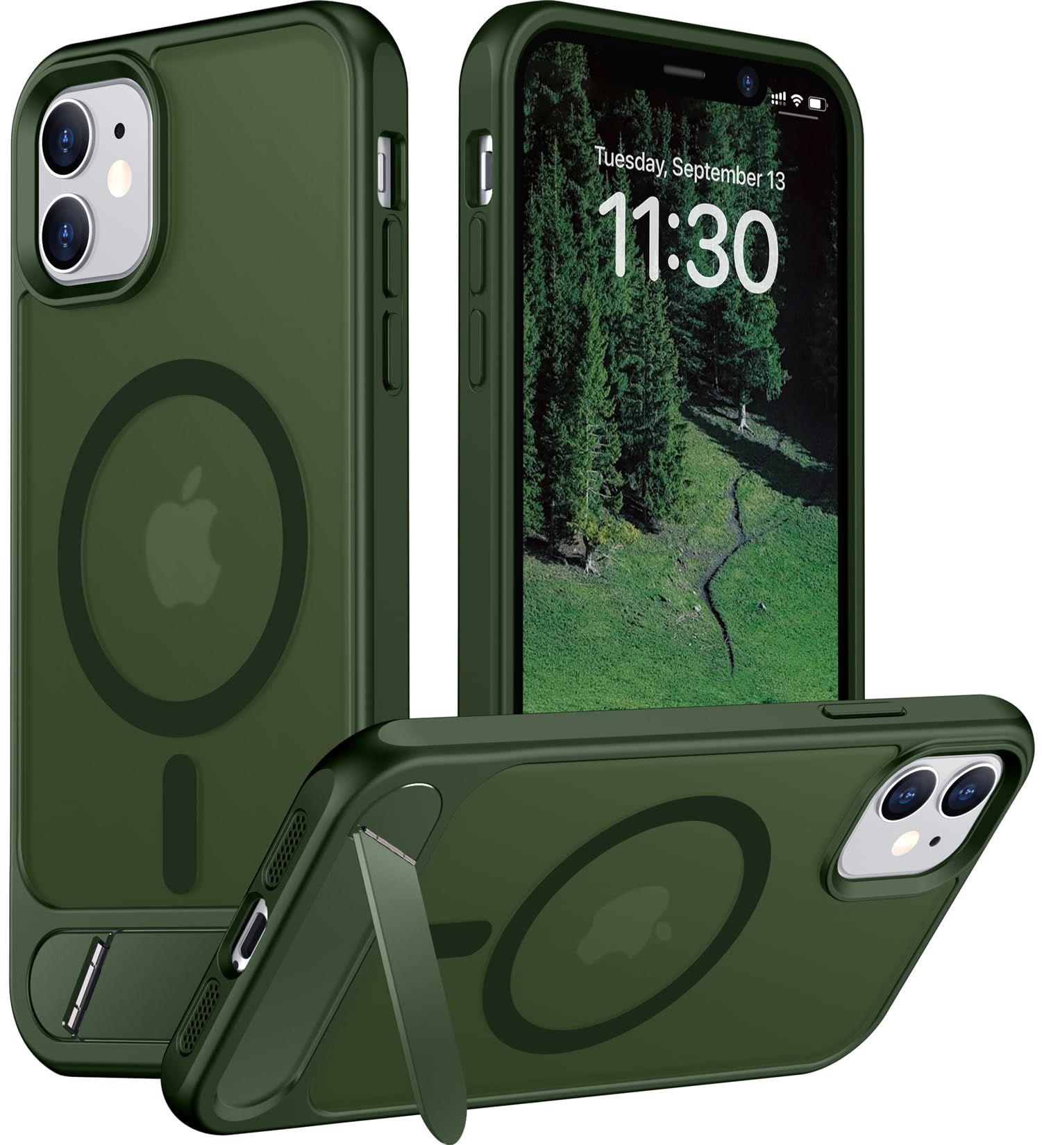 Temdan Magnetic Compatible with iPhone 11 Phone Case, [Built-in Invisible Kickstand][Compatible with MagSafe] [Military Grade Shockproof] Slim Translucent Matte Phone Case for iPhone 11 6.1"