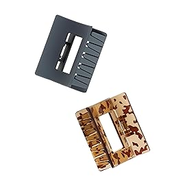 Goody SlideProof Square Claw Clips - 2 Ct, Black & Tortoise Shell, Secure Grip Hair Styling Accessories for Women & Men, All Hair Types