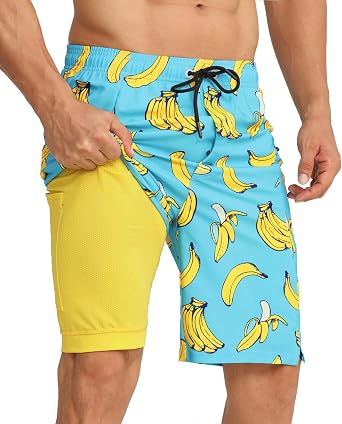 APTRO 2 in 1 Mens Swim Trunks 9" with Zipper Pockets Bathing Suit