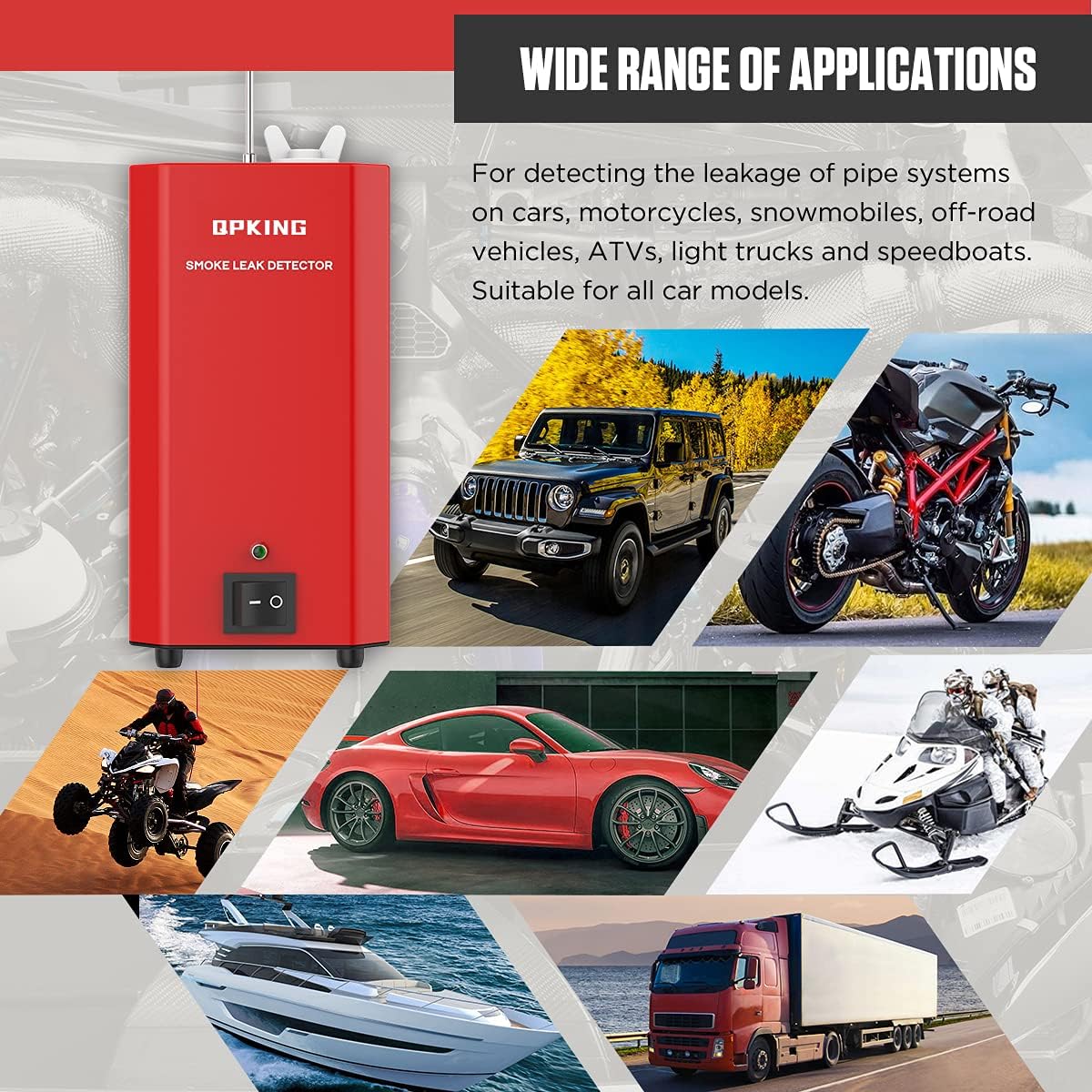 Smoke Leak Detector EVAP Smoke Machine Leak Tester Diagnostic Fuel Pipe Leak Detectors for 12V Vehicles/Motorcycle/Truck/Boat : Automotive