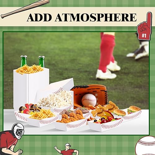 Miniatura 4 de Crtiin 200 bandejas de papel para fiesta de béisbol, suministros de fiesta de béisbol, bandeja de comida para nachos, bandejas para aperitivos,