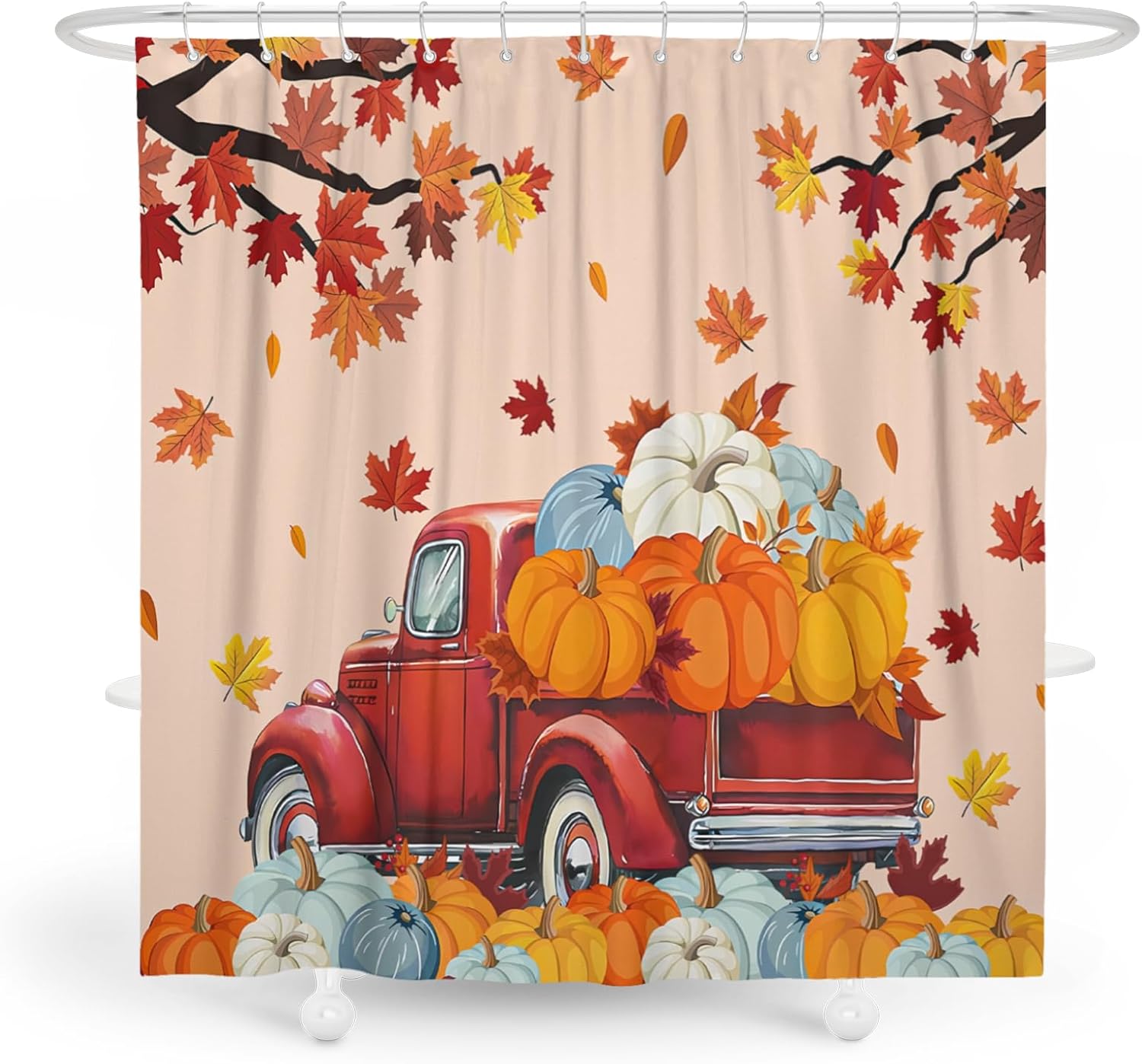 Thanksgiving Shower Curtain Fall Turkey Shower Curtains for Bathroom Autumn Funny Turkey Themed Curtain Sets Fall Thanksgiving Decor 72''Wx72''H with 12 Hooks