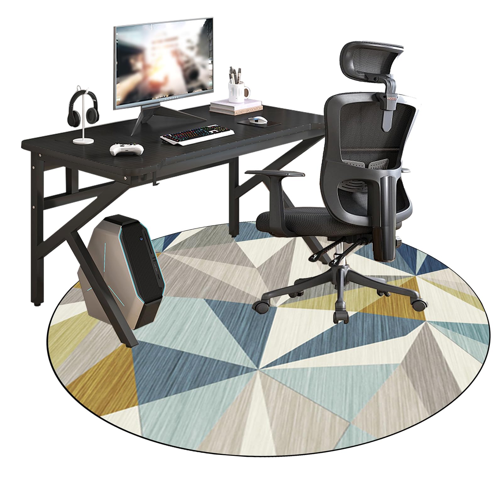 140 cm Redondo Alfombra Silla Gaming, Alfombra Multiusos para el Hogar, Protector Suelo Silla Ruedas, Alfombra de Protección de Suelo, Alfombra de Suelo para Suelos Duros, Laminado