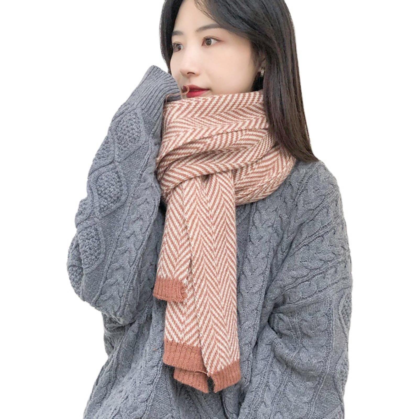 Sciarpa Sciarpa Calda Invernale in Morbido Cashmere Sintetico Sciarpa Lunga da Uomo Lavorata a Maglia a Righe con Scialle alla Moda