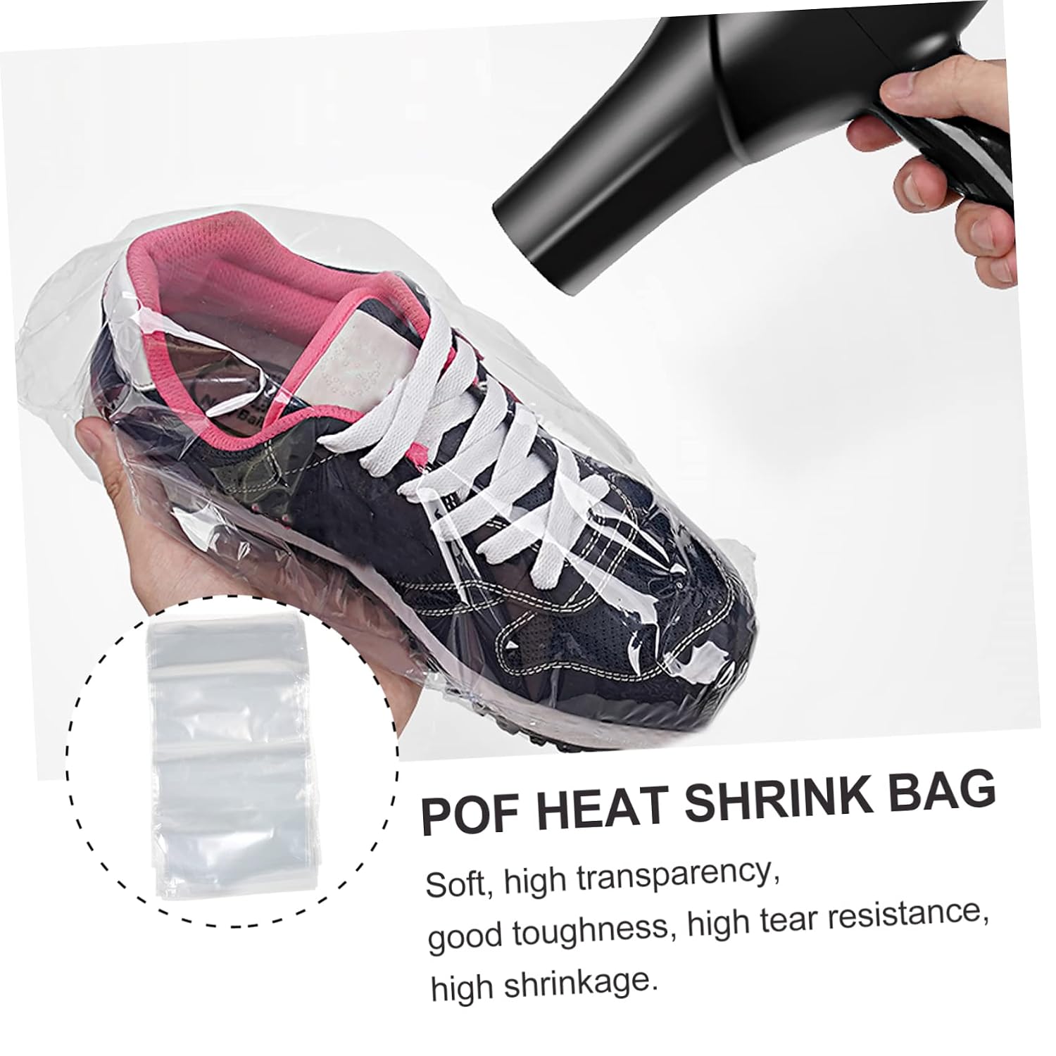 Zerodeko 200Pcs Pof Heat Shrink Bags Clear Packing Wrap for Soaps Candles High Toughness Tear Resistant Practical Household Shrink Film