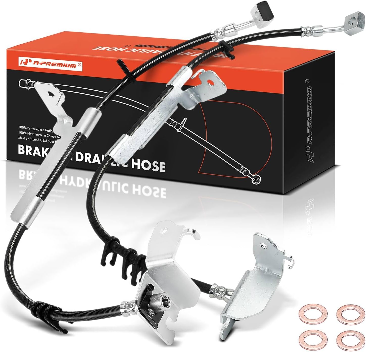 A-Premium Rear Driver and Passenger Side Brake Hydraulic Hose Compatible with Jeep Models - JL Series Wrangler 2018-2024, Pack of 2