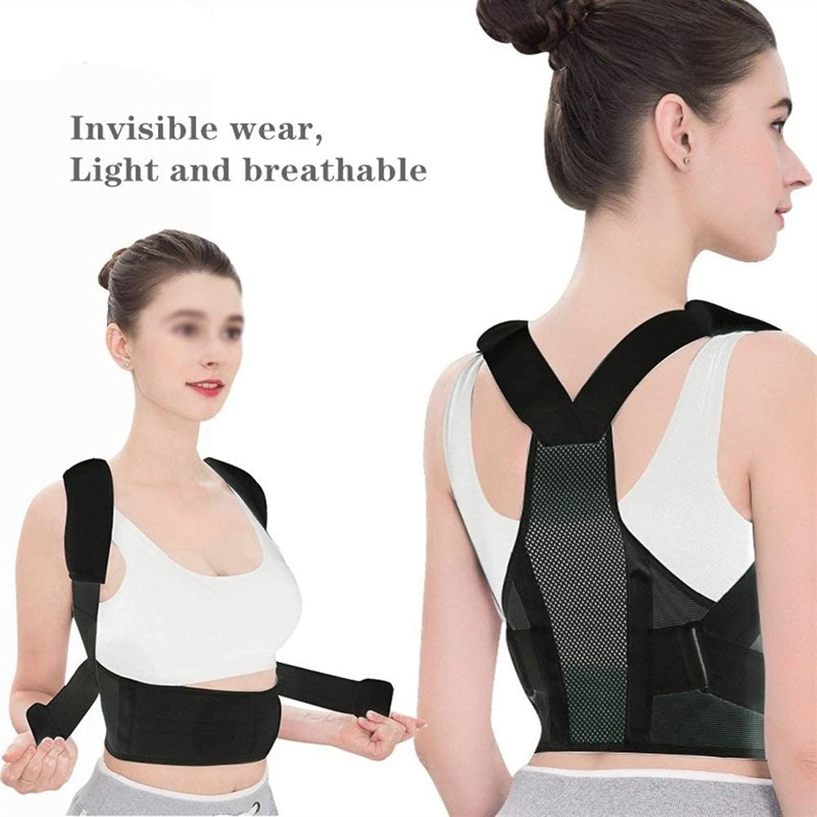 Corrector de Espalda, corrección Lumbar de Hombros y Columna Vertebral, Faja Adelgazante Sexy, cinturón térmico de protección para Fitness, Blanco-Grande