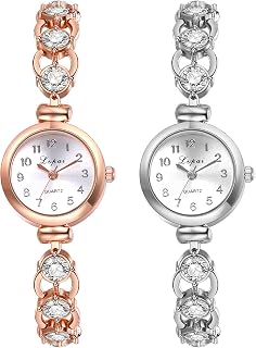 Damen-Armbanduhr, Quarz, analog, rund, klein, Roségold, wasserdicht, verstellbares Armband aus Edelstahl, für den täglichen Gebrauch