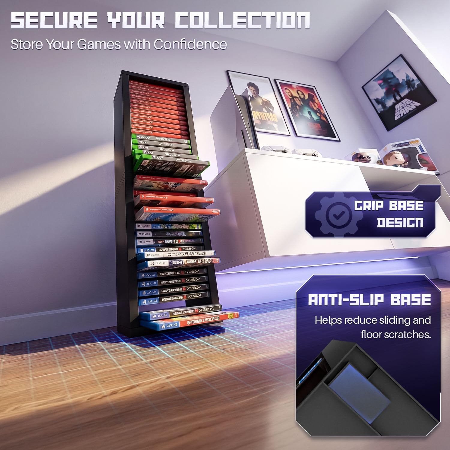 TNP Universal Video Game Storage Tower for PS5, PS4, PS3, Nintendo