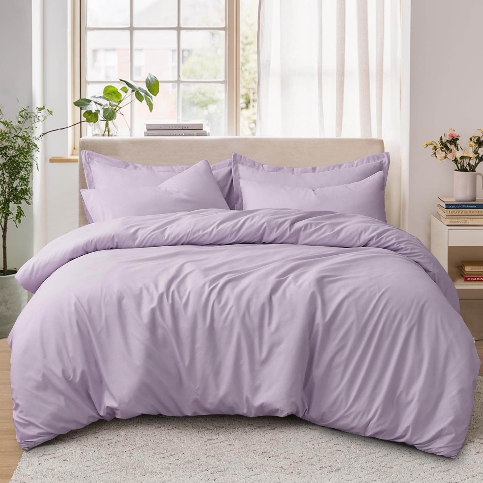 Tifschlaf Super King Duvet Set - Superking Duvet Cover with 2 Pillowcases - Ultrasoft Brushed Microfiber Quilt Cover Bedding Set with Zip Fastening, Lavender Purple (260x220) — image 1