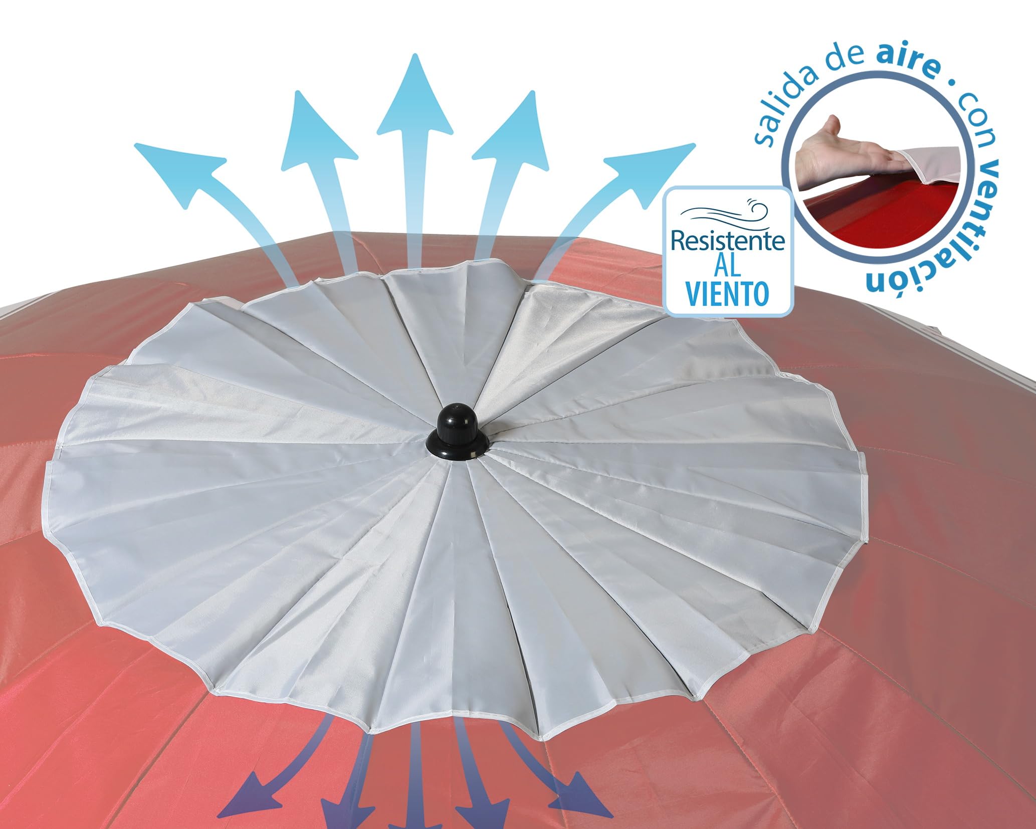 ATOSA atosa sombrilla de playa de aluminio modelo anclas y timón con upf 50+ rojo