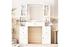 Fameill Makeup Vanity Desk with Mirror and Lights