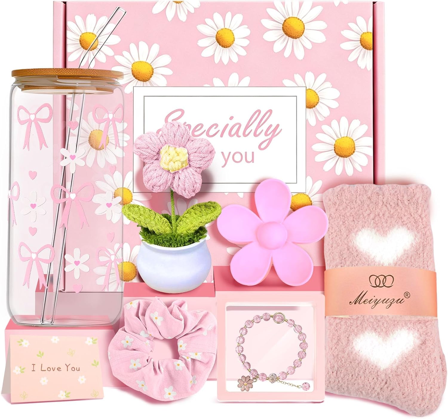 Gifts for Teen Girls Women Sister Friends Daughter Niece, Pink Gift Basket