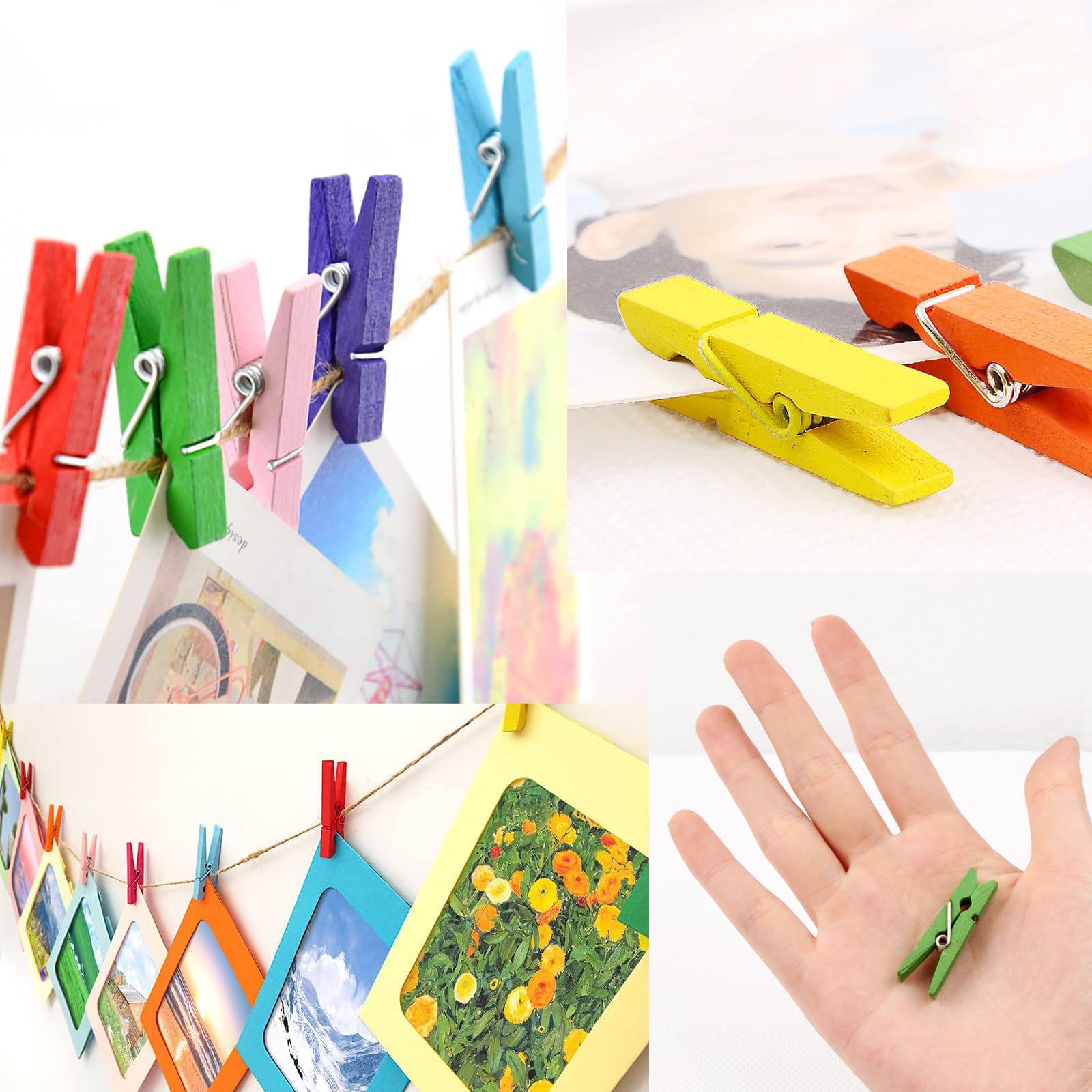 Mollettine Legno Piccole 100 Pezzi 3.5 cm Mini Mollette Decorative Naturali Clip Mollette da Bucato per Appendere Foto, Artigianale, Domestica Visualizzazione di Foto