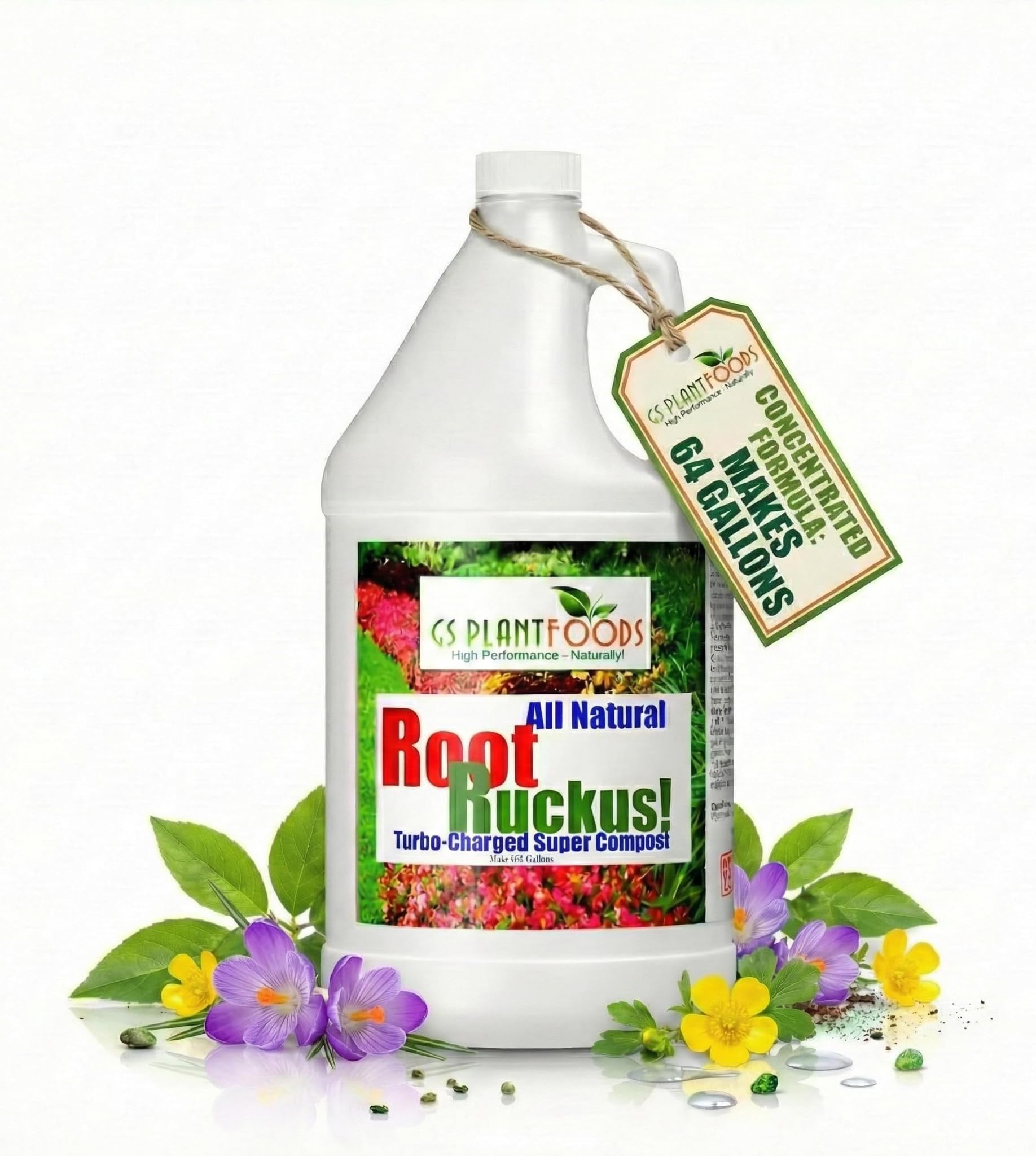 GS Plant Foods Root Ruckus Compost Fertilizer Organic Plant Food - Turbo Charged Compost for Plants - Humic Acid & Sea Kelp Nutritional Root Supplement for Lawns, Soil, Shrubs & Vegetables - 1 Gallon