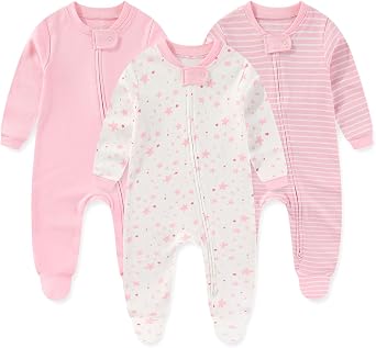 JELYLOVE للجنسين سستة الطفل Footies Rompers كم طويل 3 حزمة الرضع صبي فتاة Jumpsuits 0-12 شهرا ملابس الأطفال