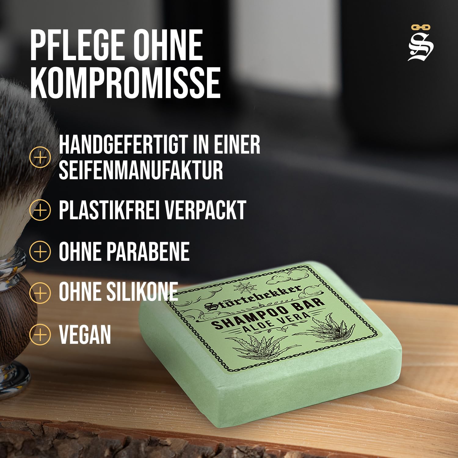 Störtebekker® Premium Shampoo Bar Aloe Vera (6x) - Festes Shampoo Herren & Damen - 3in1 Duschseife Männer für Haare, Kopfhaut & Bart - Feuchtigkeitsshampoo - vegan, handgefertigt - 6x100g