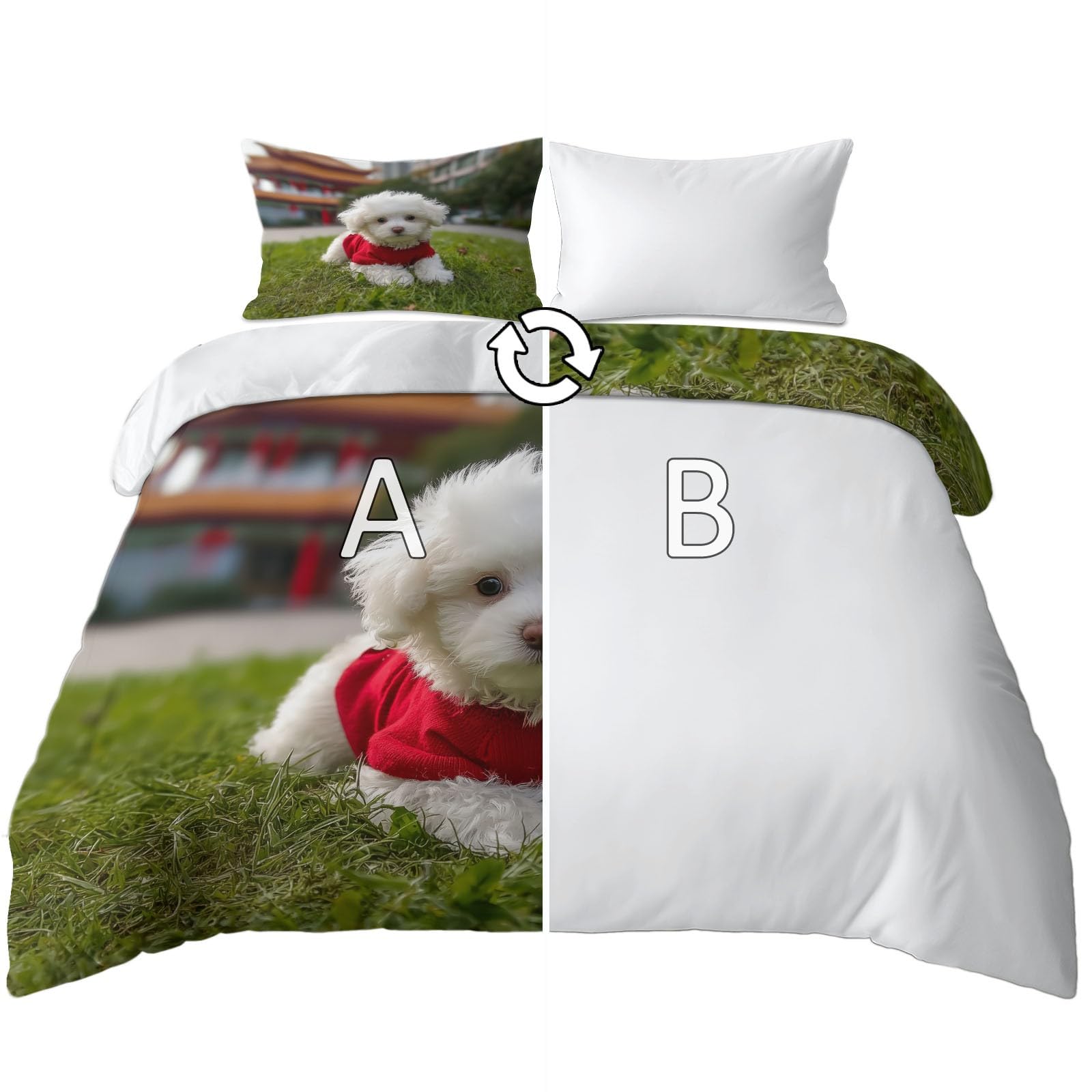 Housse de couette Bichon Frisé blanche pour décoration de chambre ado et adulte