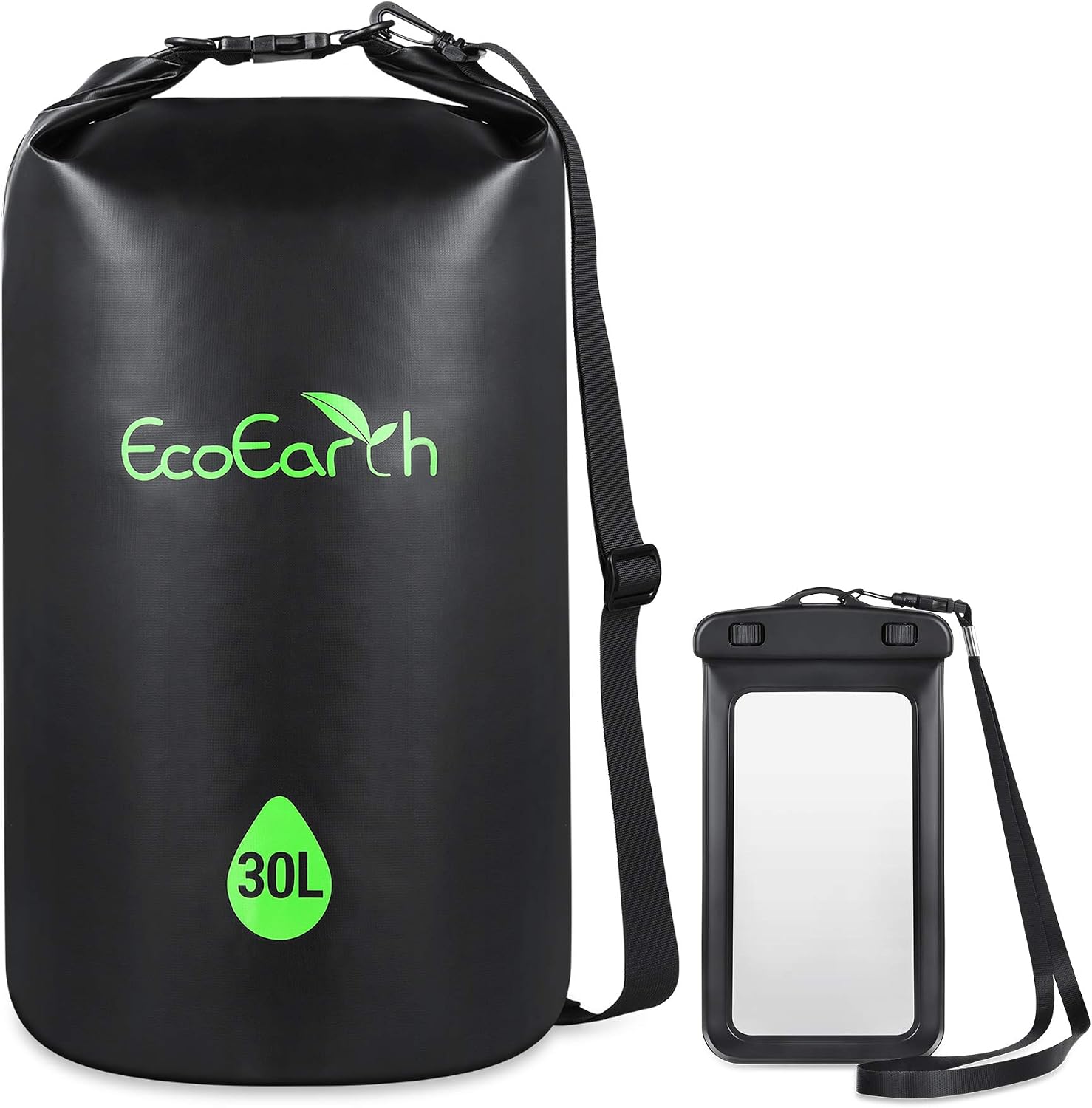 EcoEarth Waterproof Dry Bag (10L/20L/30L/40L)- Roll Top Dry Sack with Double Shoulder Straps Keeps Gear Dry for Kayaking, Beach, Rafting, Boating, Hiking, and Camping with Waterproof Phone Case