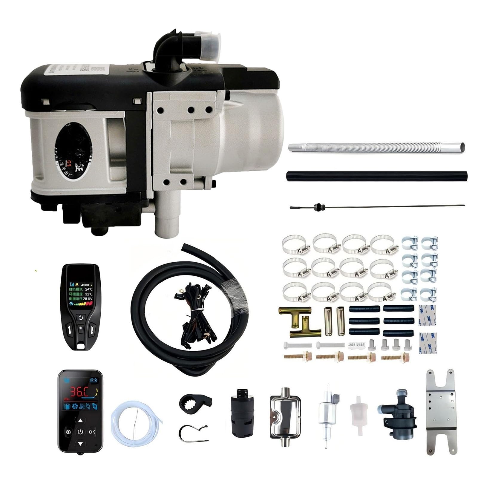 Calefactor Auxiliar Diesel 5000W 12V 24V Para Precalentamiento De Motor Sistema Calefacción Líquida Con Pantalla LCD Para Coche Camión Y Camper Arranque En Frío(24V)