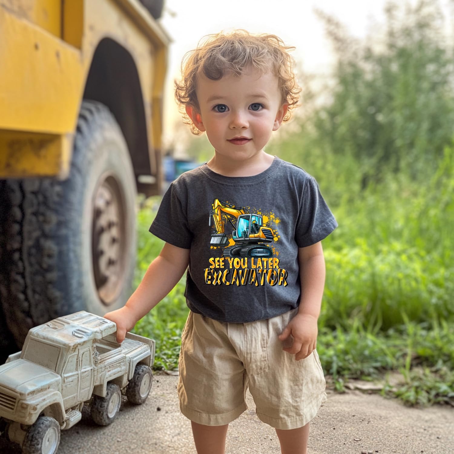 A Little Dirt Never Hurt Toddler Summer Shirt Kids Boys Girls Bulldozer Construction Tee Tops Clothes Size 2-7T - Image 5