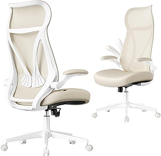 SONGMICS Silla de Oficina, Silla Giratoria de Escritorio, Respaldo Ergonómico, Altura Ajustable, Reposabrazos Abatibles,...